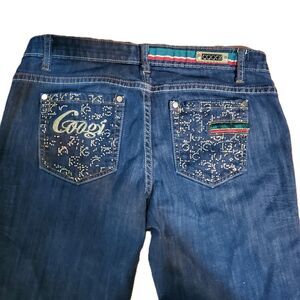 Vintage Coogi Embroidered Rhinestone Denim Jeans Womens Size 11/12 Y2K Hip-Hop